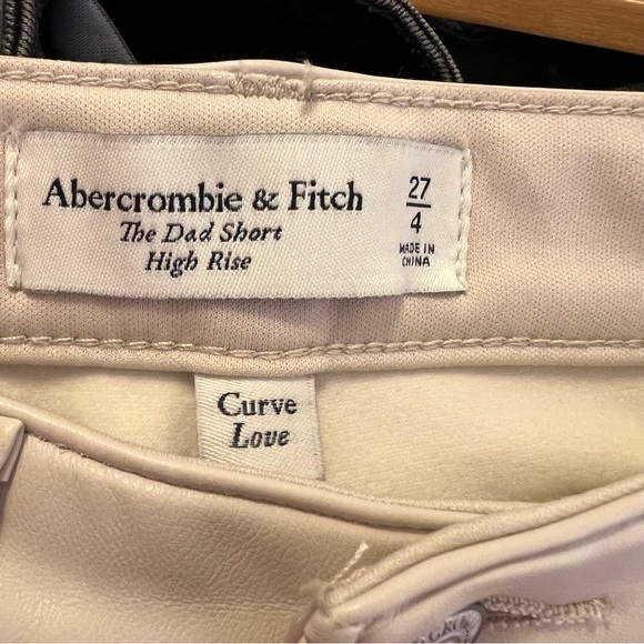 Abercrombie & Fitch The Dad Short High Rise White Faux Leather Denim 27/4 - Picture 12 of 13